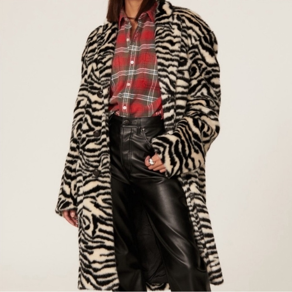 R13 Black and White Zebra Teddy Jacket - Picture 2 of 11
